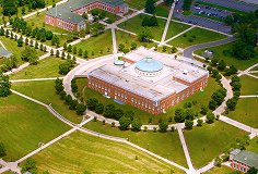 aerial view of beautiful campus grounds