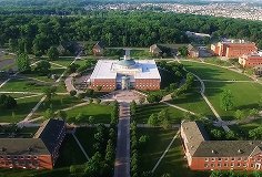 aerial view of campus grounds